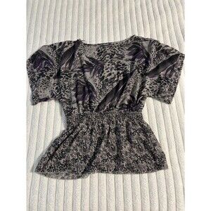 Vintage Y2K Miley Cyrus Max Azria Sheer Short Sleeve Blouse Tight Waist Women XL